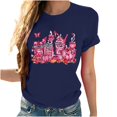 thumbnail image 2 of Axdhxbd Breast Cancer Shirts for Women Loose Casual Short Sleeve Crew Neck Tshirts Pink Ribbon Graphic Tees Breast Cancer Awareness Tops Navy 2XL, 2 of 4