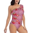 thumbnail image 3 of Goofa Cute Strawberry Pattern Women's One Piece Swimsuits Tummy Control Bathing Suits Asymmetric One Shoulder Swimwear-XX-Large, 3 of 6