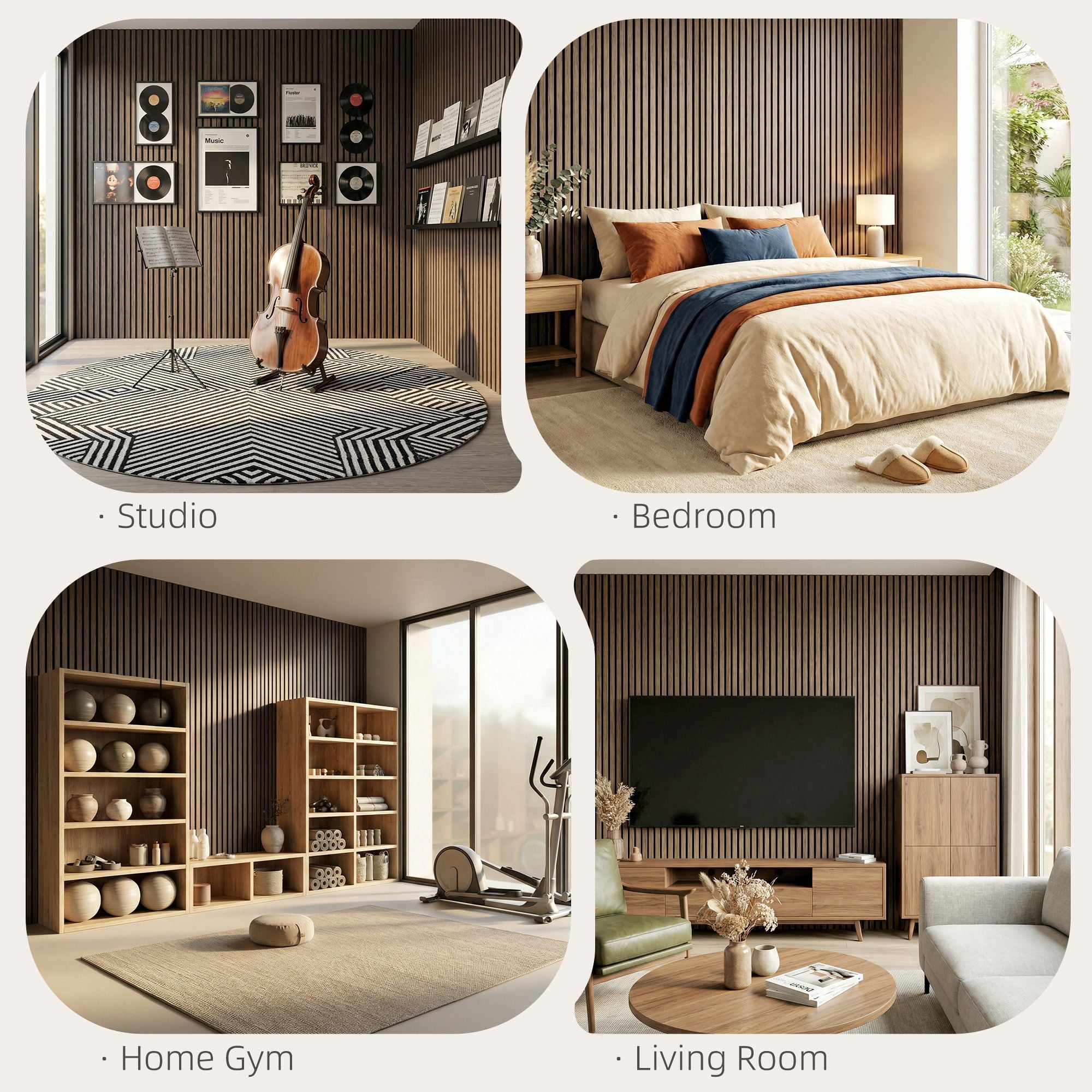 47" x 24" Wood Panels for Wall, 4 Pack Acoustic Panels, Sound Absorbing Slat Wall for Wall Decor, Home, Walnut