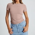 thumbnail image 2 of T-Shirt à Manches Courtes pour Femmes en Liquidation, Chemises Mélangeuses pour Femmes, T-Shirt Court pour Femmes, Chandail d'Été pour Filles, Haut à Col Rond Fin pour Femmes, Manches Courtes à la Mode, 2 of 7