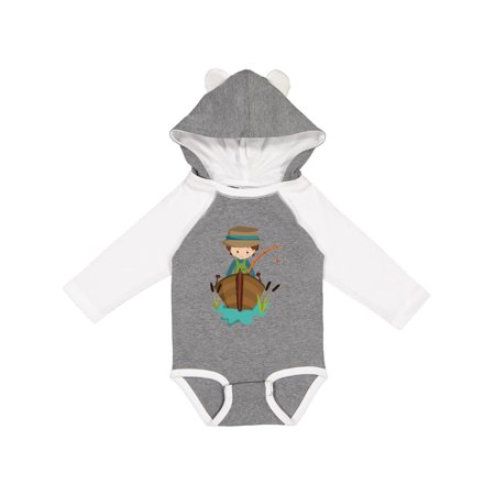 

Inktastic Fishing Boy Brown Hair Fisherman Fishing Rod Gift Baby Boy Long Sleeve Bodysuit