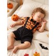 thumbnail image 5 of Lairauiy Infant Baby Boy Halloween Outfit 3 6 12 18 Months Short Sleeve Romper with Suspenders Shorts Clothes Set, 5 of 9