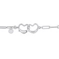 thumbnail image 3 of Everly Women's Fancy-Cut Sterling Silver Paper Clip Link Chain Double Heart Bracelet, 3 of 8