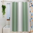 thumbnail image 3 of Shower Curtains for Bathroom-72"x72",Green White Striped Waterproof Bath Curtain Grommet Shower Curtain Set with Hooks, 3 of 9