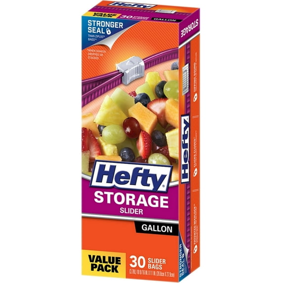 Hefty Gallon Storage Slider Bags 30 ea (Pack of 3)