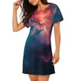 thumbnail image 2 of Fotbe Cosmic Paint Swirl Bata de Dormir para Mujer con Estampado, Camisón de Algodón de Manga Corta, Ropa de Dormir Casual, 2 of 6