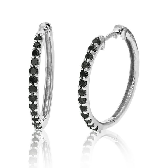 Vir Jewels 1/2 CTTW Black Diamond Hoop Earrings for Women 925 Sterling Silver Round 3/4 Inch