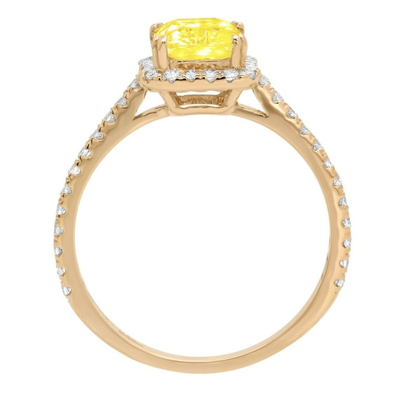 1.86 ct Emerald Cut Simulated Yellow Diamond Solitaire with Accents Engagement Ring for Women in 18K Yellow Gold
