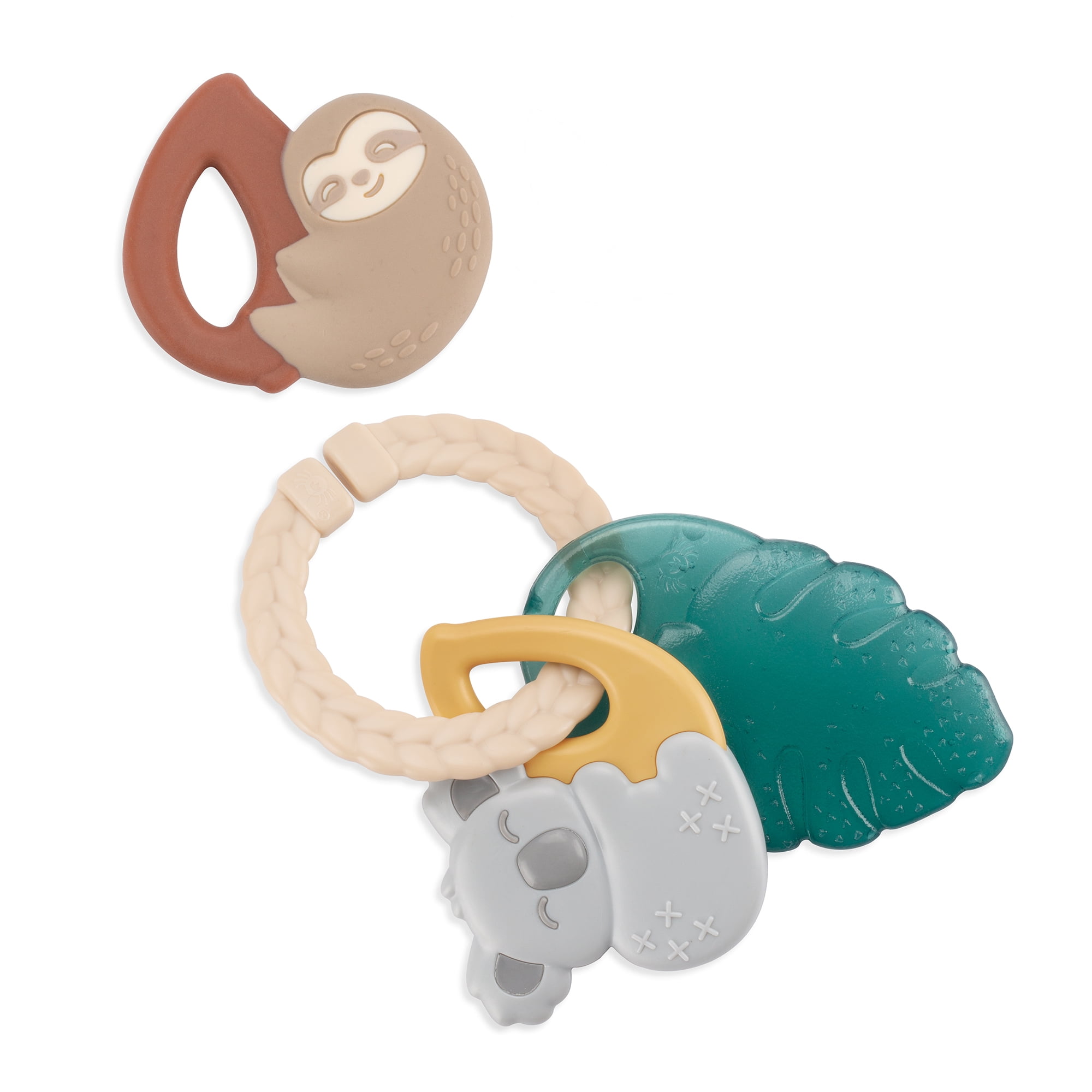 Itzy Ritzy Teething Keys - Feature A Braided Texture Ring & Keys with Mixed  Textures, Includes A Water-Filled Leaf, Silicone Sloth & Koala Teether Toy  - Walmart.com