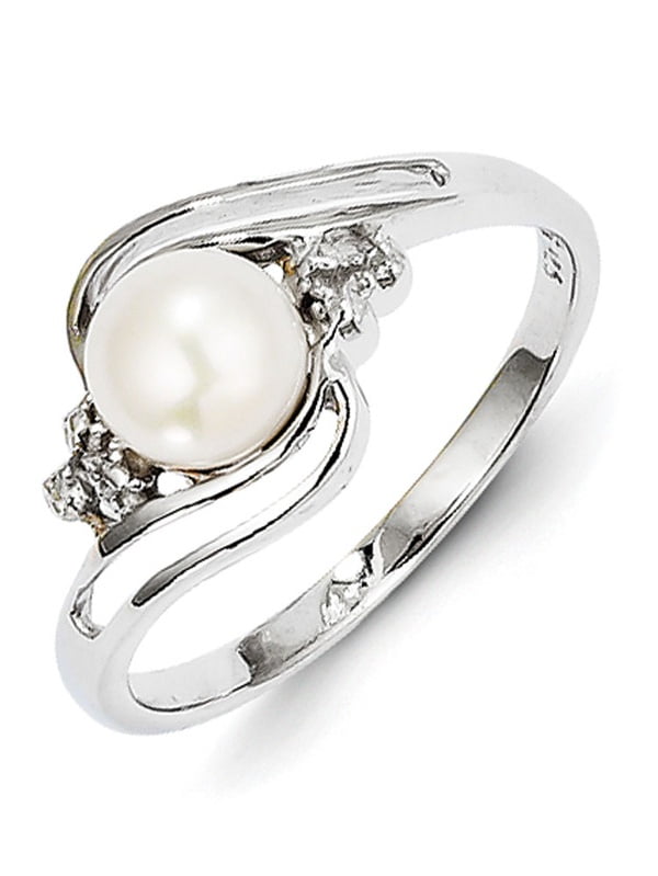 Kevin Jewelers Sterling Silver Rhodium 6mm Freshwater Cult Button