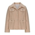 thumbnail image 4 of Antinious Womens Mock Neck Jacket Solid Short Length Decorative Button Coat,Fall Winter Savings!Warm Trench Coat,Casual Winter Coats for Women,Beige,M, 4 of 5