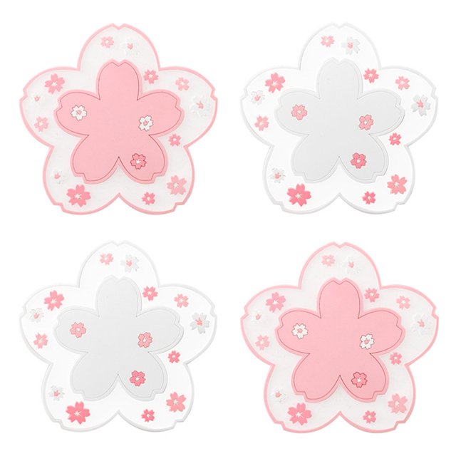 Cojín para taza de PVC con flor de cerezo Cojín para taza con flor de cerezo Posavasos antideslizante y con aislamiento térmico, utilizado para cerveza, café, vajilla y té