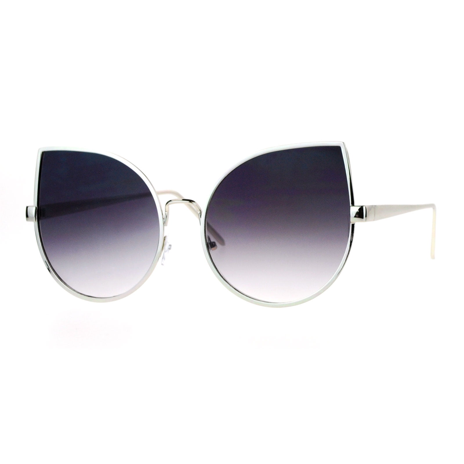 SA106 Retro Half Rim Thick Cat Eye Circle Lens Chic Bat Shape Sunglasses 