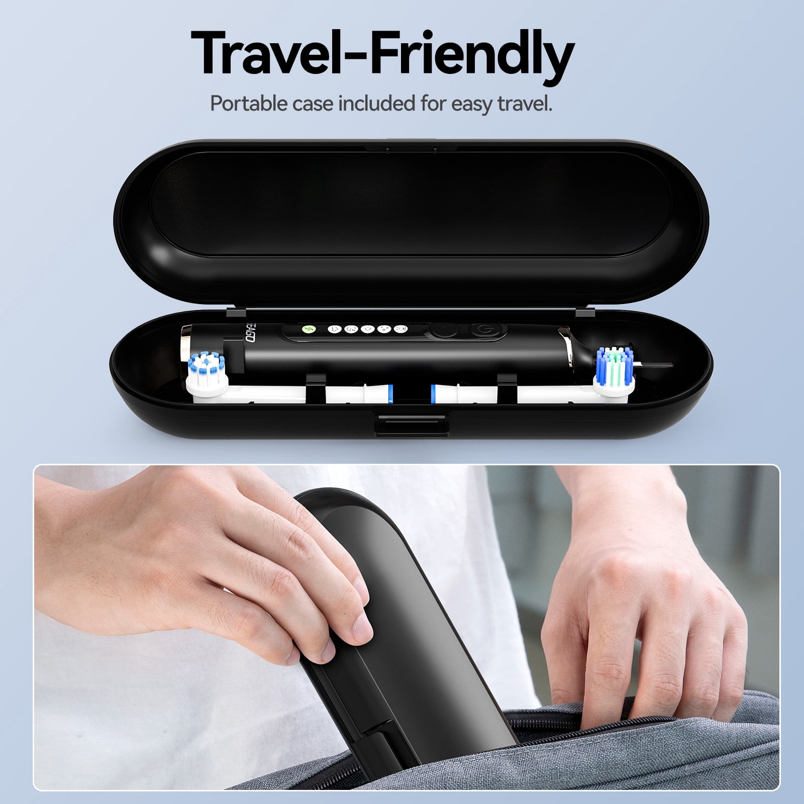 SEAGO Rotating Electric Toothbrush for adult, 8 Brush Heads, 5 Cleaning Modes, 2 Mins Timer, SG-2607(Black)