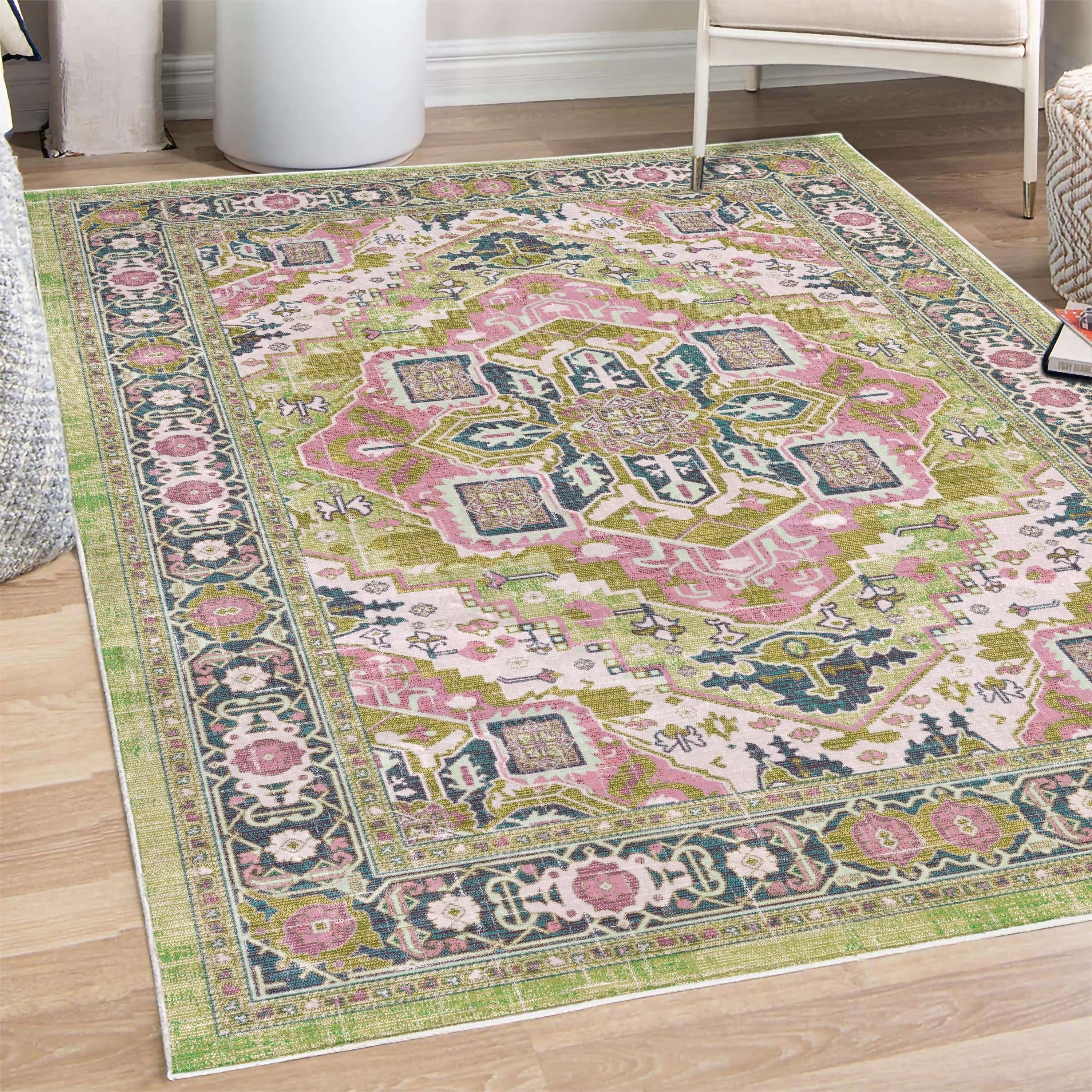 Ethnic Decorative Rug, Bohemian Retro Themed Floral Detail Cultural ...
