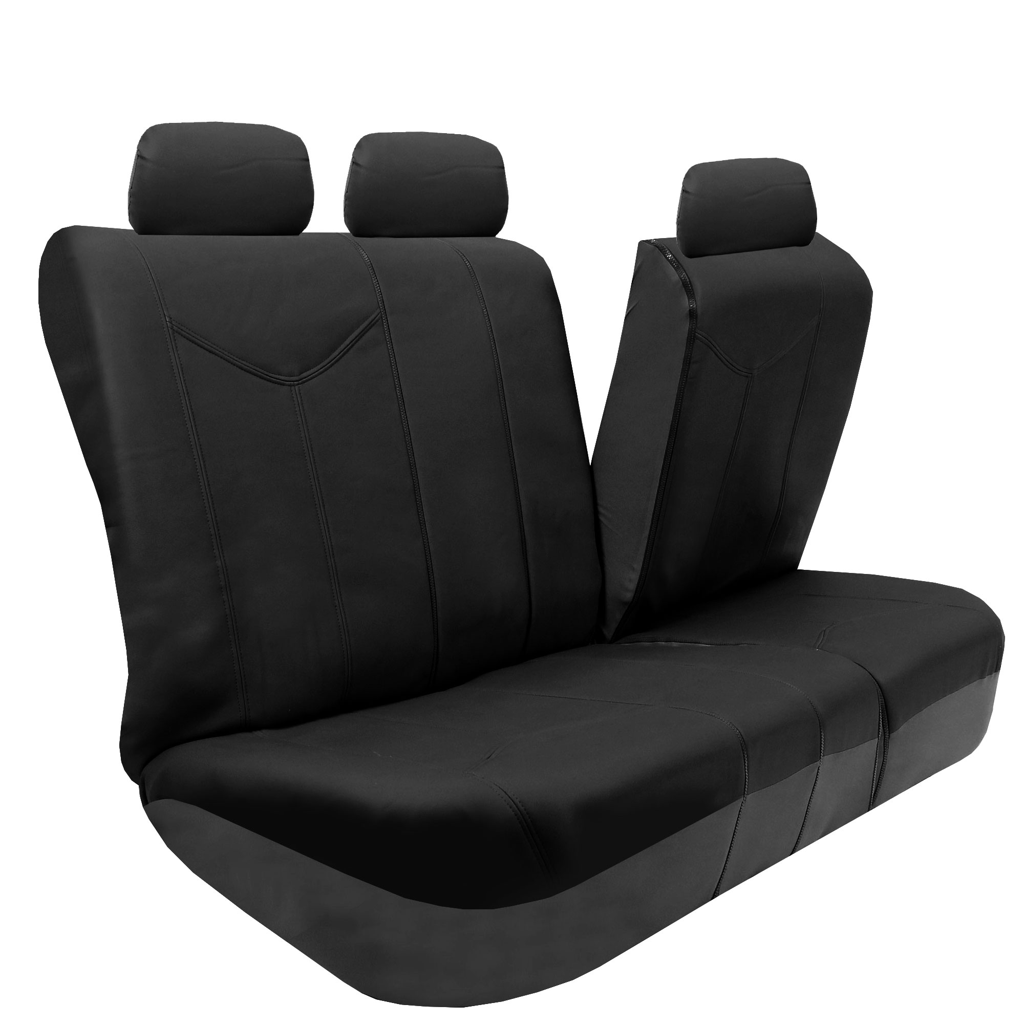 FH Group Black Rome Faux Leather Airbag Compatible and Split Bench 7 Seaters Car Van Seat Covers - Black Full Set - image 3 of 4