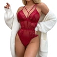 thumbnail image 1 of Harpily 2025 Intimates Women's Funny Underwear Lace Button Cut Out Three Point Bra Pants Set Bodysuit, 1 of 7