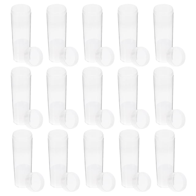 SOPOTUTU 20Pcs Transparent Plastic Coin Holder Tubes Waterproof Coin Protection Storage Case