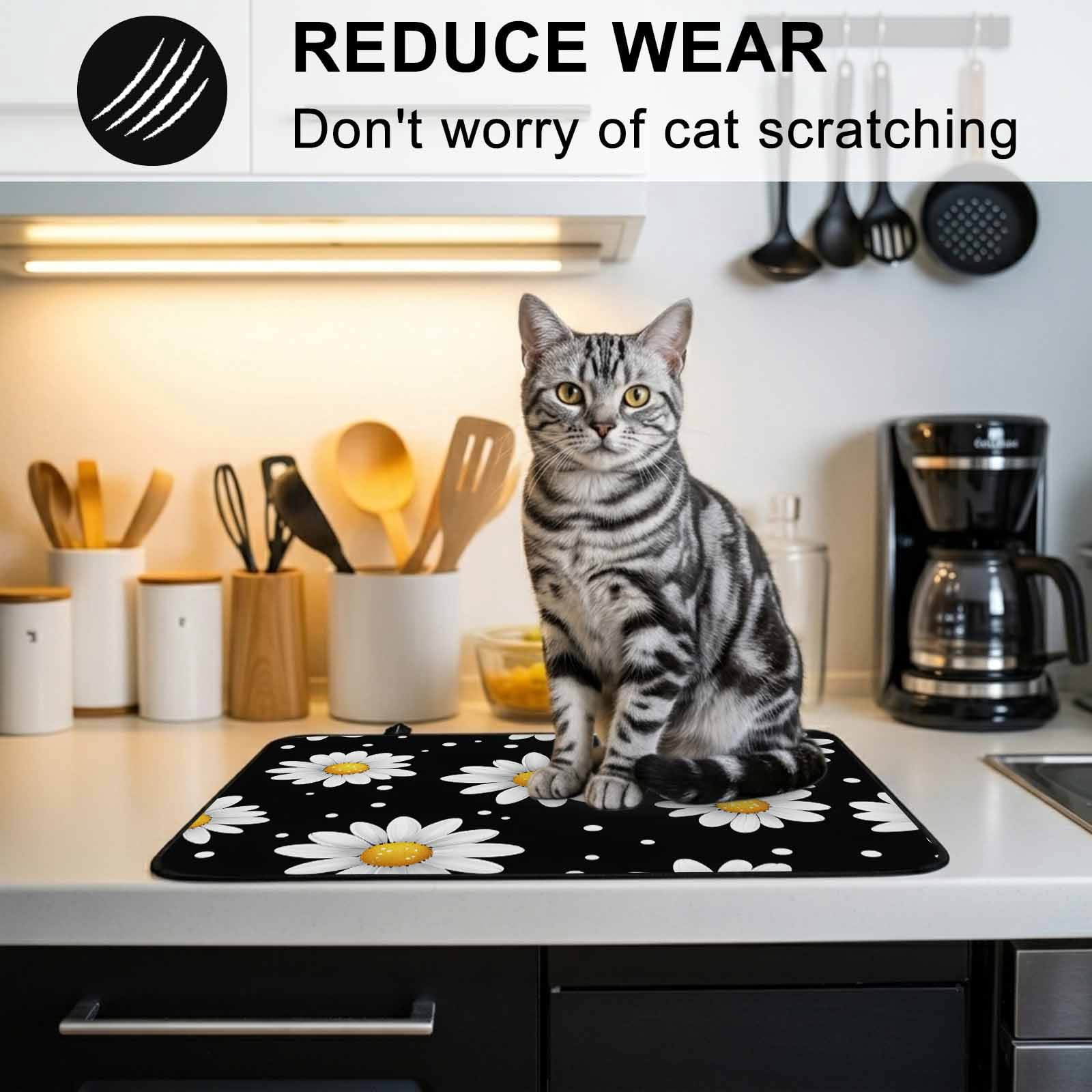 Botanical Daisy Stove Top Cover for Electric Stove, Heat-proof & Non Slip Glass Top Stove Cover Protector, Spring Flowers Branch Stems Kitchen Flat Cooktop Rubber Mat 24x21 Inches