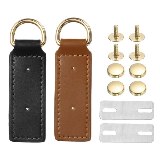 2Pcs Hebilla de anillo D con tornillos, cierre de cuero para bolso DIY, Café y Negro