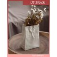thumbnail image 1 of 1pc Crinkled Paper Bag Shaped Creative Ceramic Vase For Illustration, Decoration, And Display, 1 of 5