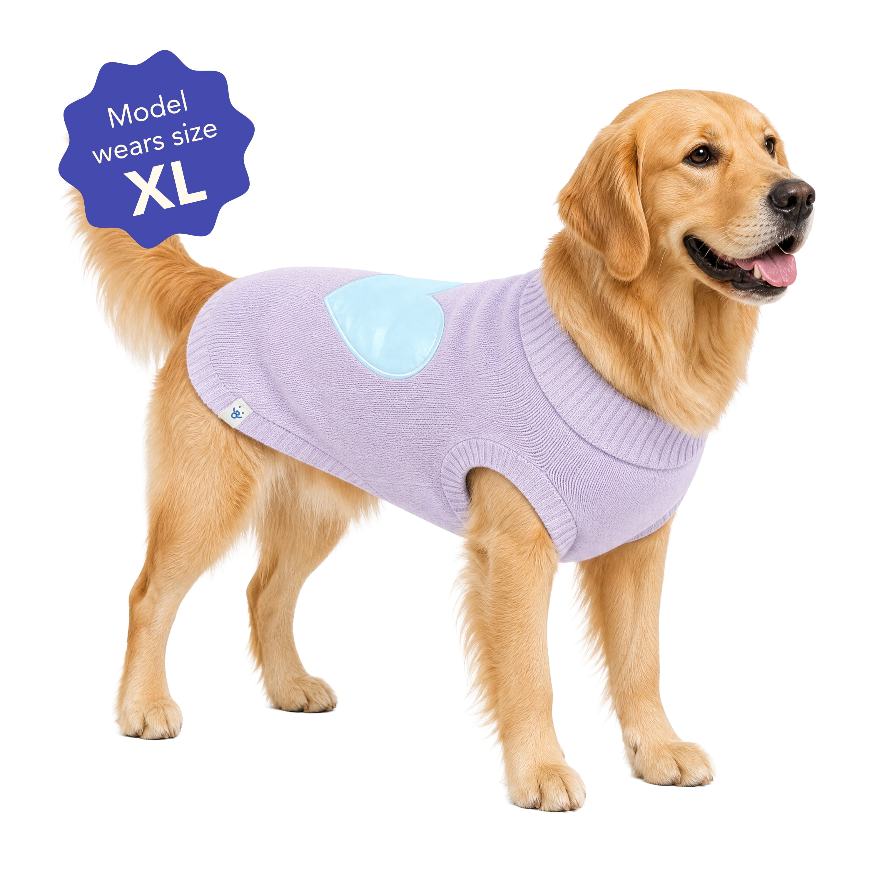 Oodles Iridescent Heart Fall Dog Sweater, Purple, XL