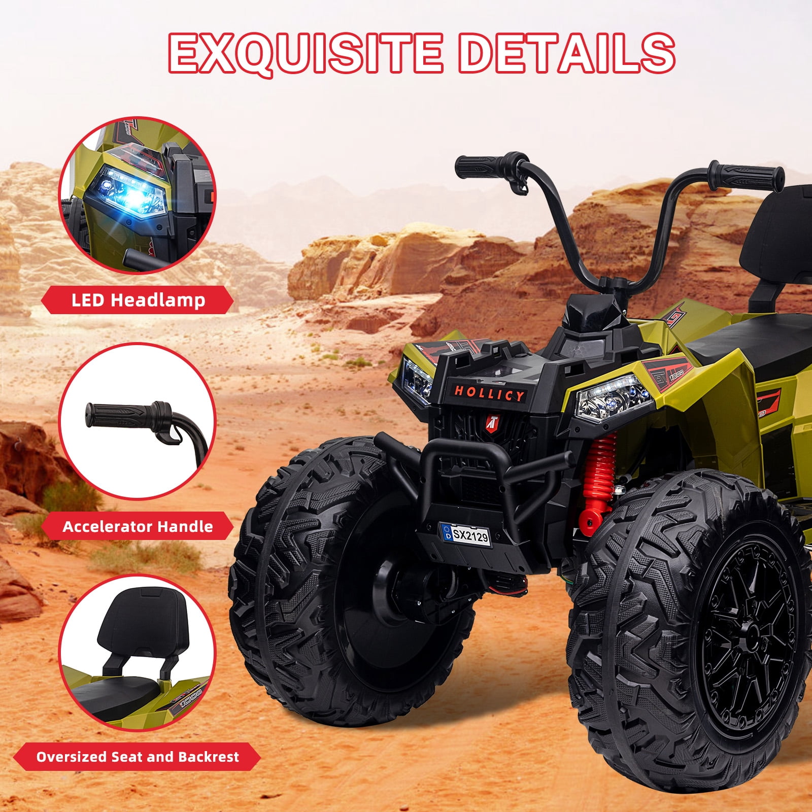 24V Kids ATV 4 Wheeler – 2 Seater Ride On Toy with 800W Motor, 4x4, Battery Powered, Lights, Spring Suspension – for Boys & Girls