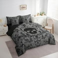 thumbnail image 4 of Manfei Adult Damask Skull Twin Bedding Sets 7-Piece, Hippie Gothic Skeleton Bedding Comforter Set, Tribal Mandala Theme Reversible Sheet Sets, Breathable Home Decor, 4 of 8