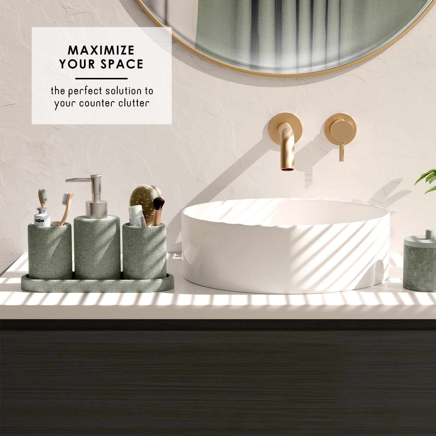 Hearth & Harbor 21 Piece Bathroom Sets with Shower Curtain and Rugs and Accessories, Sage Green