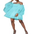thumbnail image 1 of Womens Puff Manches Tulle Robe d'Été Doux hors Épaule Princesse Robe Élégante à Volants Babydoll Prom Mini Robe Violet S, 1 of 3