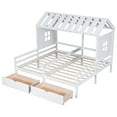 thumbnail image 5 of Euroco Twin Size Wood House Double Platform Beds, House Shaped Roof and Windows, 2 Drawers for Kids, 5 of 9