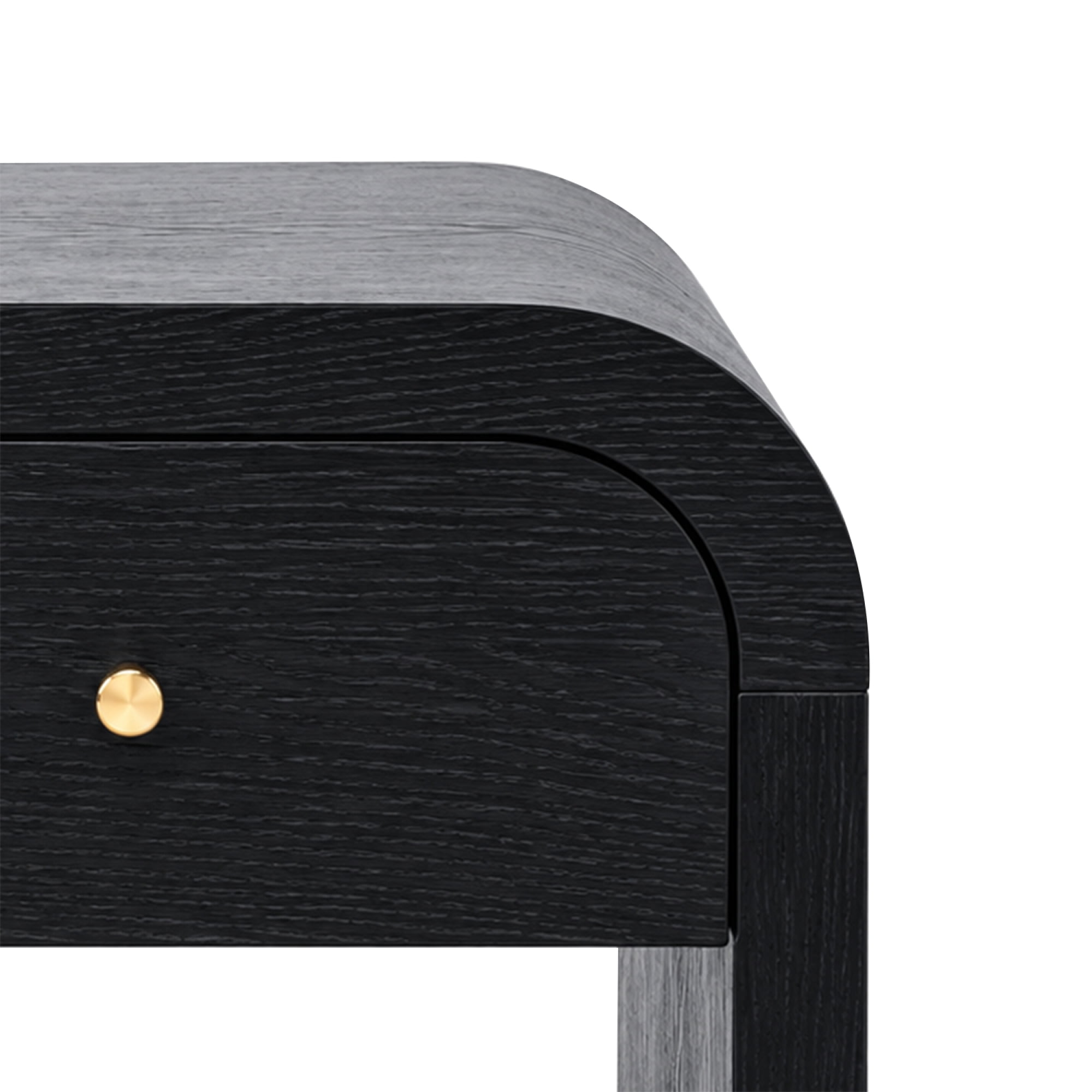 Leumius Curved Side Table with 1 Drawer Nightstand Side End Table with Rounded Edge Tabletop for Bedroom Living Room Black