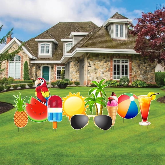 Summer Party Yard Card Set, Summer Birthday Party Decorations 10 Pc (19360)