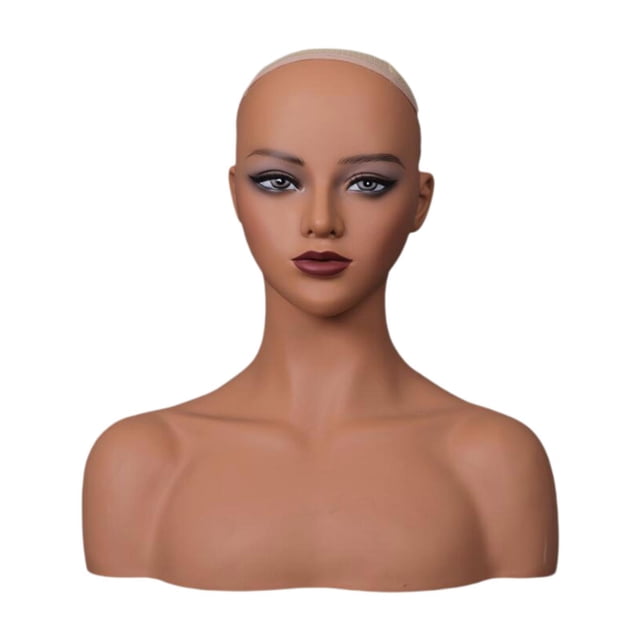 Cabezal realista de la cabeza del maniquí Cabezal de doble hombro Multipropósito Manikin Pequeño de peluca para aretes Joyas Collar Sombreros Estilo D
