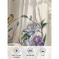 thumbnail image 6 of Sheer Curtains 63 Inch Length, Spring Flowers Semi Sheer Curtains Light Filtering Window Treatment, Vintage Floral Leaves Birds Farmhouse Plaid Privacy Voile Drapes for Living Room 52x63 Inch, 6 of 7