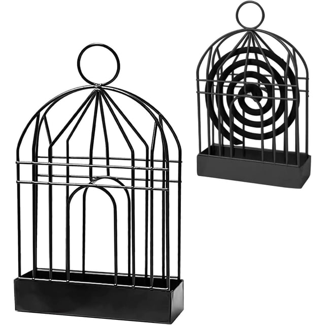 Porta incienso antimosquitos de hierro vintage (negro), porta incienso antimosquitos en espiral para el hogar, camping, exteriores, patio y jardín