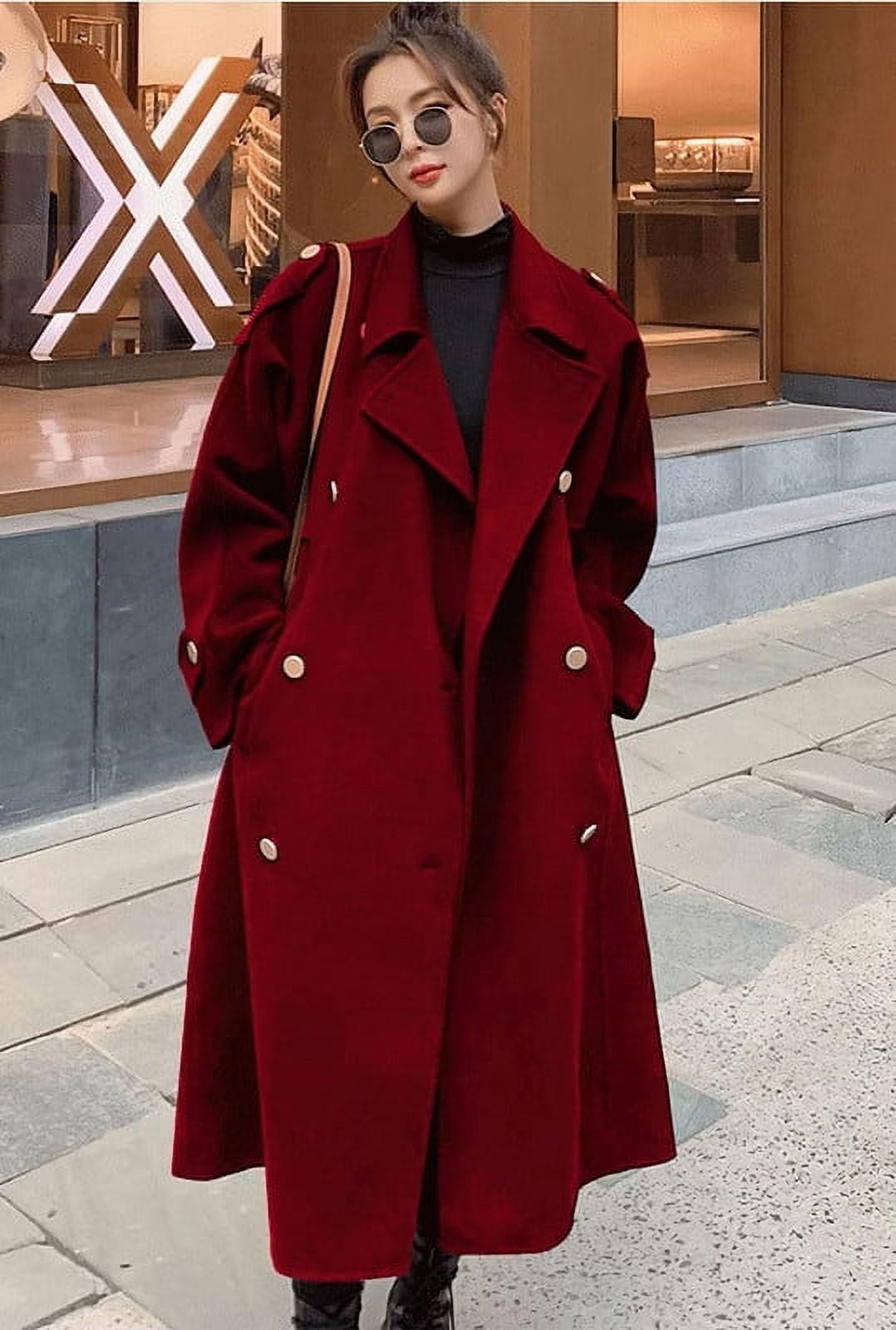 Andongnywell Women's Double Breasted Pea Coat Wnter Md-Long Trench