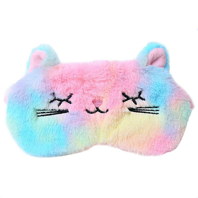 Bonita máscara de ojos de gato multicolor arcoíris novedosa de dibujos animados para dormir Máscara para dormir Máscara para dormir Venda para los ojos para mujeres