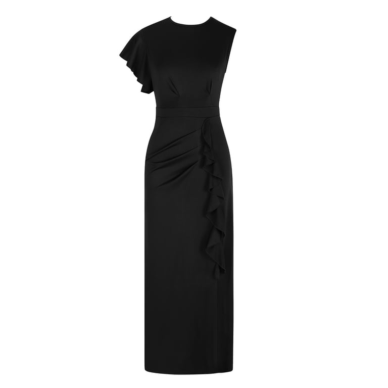 Blmnix Corset Dress Holiday Dresses for Women Bodycon Formal Dresses  Petticoat Black Short Sleeve Slit Neck Sweater Dress,L - Walmart.com