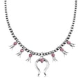 thumbnail image 2 of American West Jewelry Sterling Silver Rhodonite Beaded Squash Blossom Necklace, 16 to 19 Inches, 2 of 6