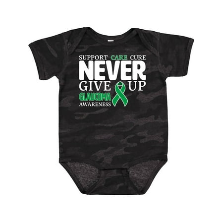 

Inktastic Support Care Cure Never Give Up Glaucoma Awareness Gift Baby Boy or Baby Girl Bodysuit