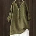thumbnail image 2 of Delconic Women's Casual Loose Fit Linen Blouse, Button-Down V Neck Long Sleeve Shirt, Lightweight Breathable Top for Everyday Wear Army Green L, 2 of 5