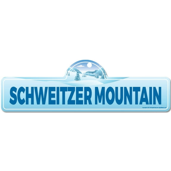 Schweitzer Mountain Street Sign | Indoor/Outdoor | Skiing Skier Snowboarder Décor for Ski Lodge Cabin Mountian House | SignMission personalized gift