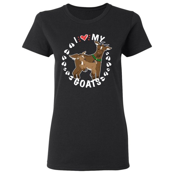 Inktastic I Heart My Goats with Cute Goats and Hoof Prints Women's T-Shirt