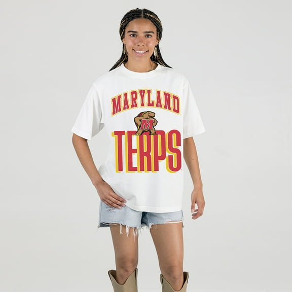 Women's Gameday Couture White Maryland Terrapins Oversized Fierce Focus T-Shirt