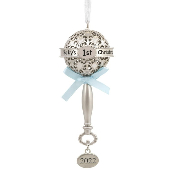 Hallmark Ornament (Premium Baby's First Christmas Silver Baby Rattle