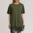 thumbnail image 5 of Conairie Oversized Shirts for Women Casual Loose Crew Neck Short Sleeve T Shirts Solid Fashion Dressy Breathable Work Tee Pullover Outfits Army Green XXXL, 5 of 7