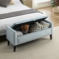 thumbnail image 6 of Velvet Storage Bench, Upholstered Bed Bench with Storage, End of Bed Ottoman with Wooden Legs,Bedside Storage Bench for Bedroom, Living Room, or Entryway, Blue Grey, 6 of 10
