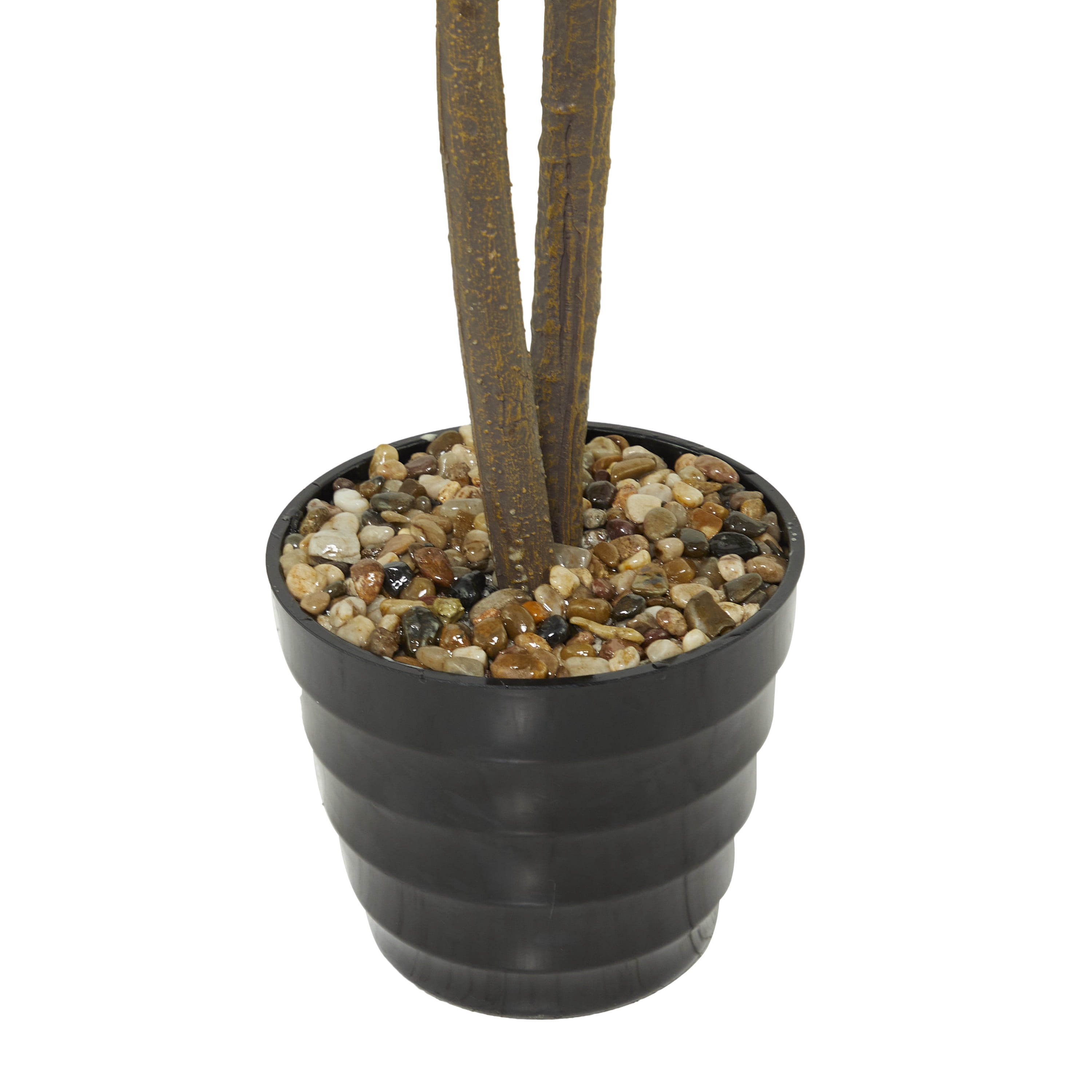 DecMode 63" Artificial Fiddle Leaf Tree in Realistic Leaves and Black Melamine Pot