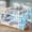 Blue, variant on Low Bunk Bed Twin Over Twin with Storage Stairs & Dual Level Guardrails, LED Floor Bunk Bed with Drawers, Charging Station, Metal Bunk Bed Frame, Space Saving